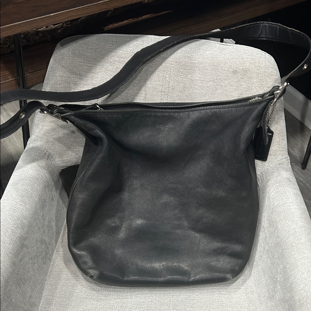 Vintage Coach Black Leather Crossbody Bag